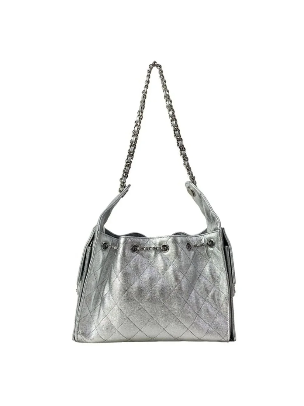 Chanel Shoulder Bag 25 Small Silver Metallic